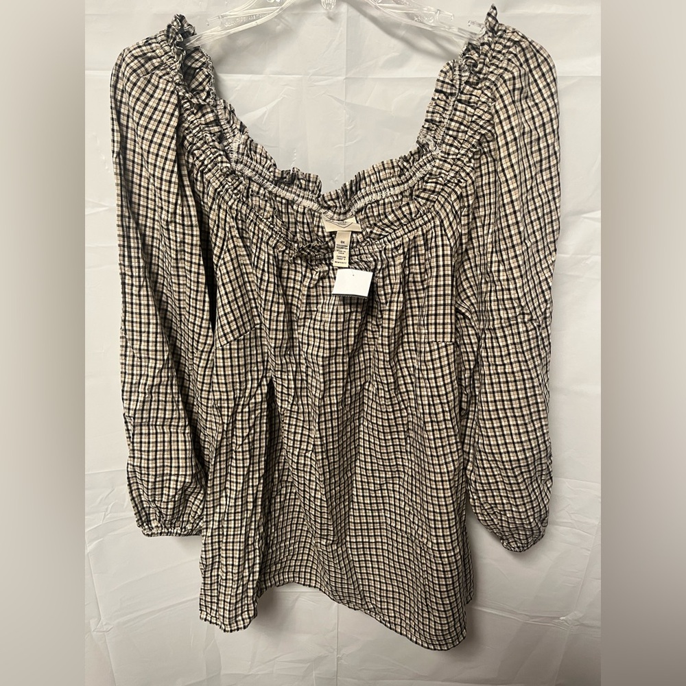 St. John's Bay Black and White Checkered Blouse